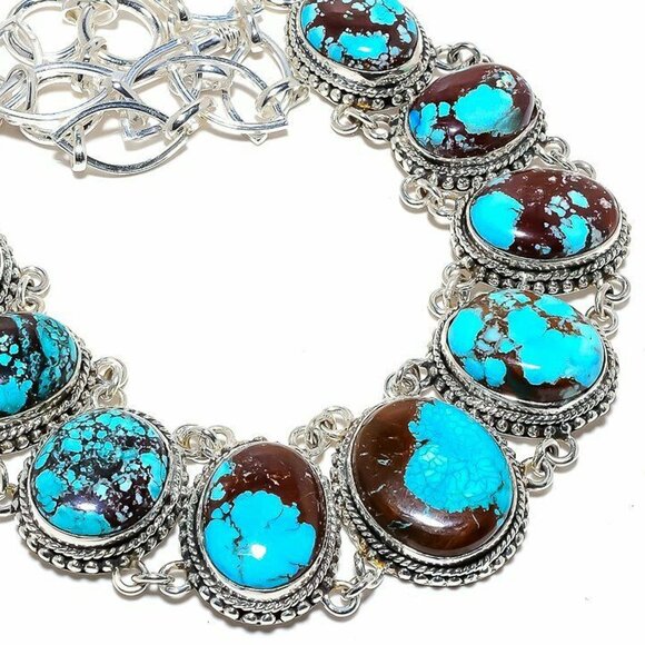 NEW - Tibetan Turquoise Stone Sterling Adjustable Necklace - Picture 7 of 7